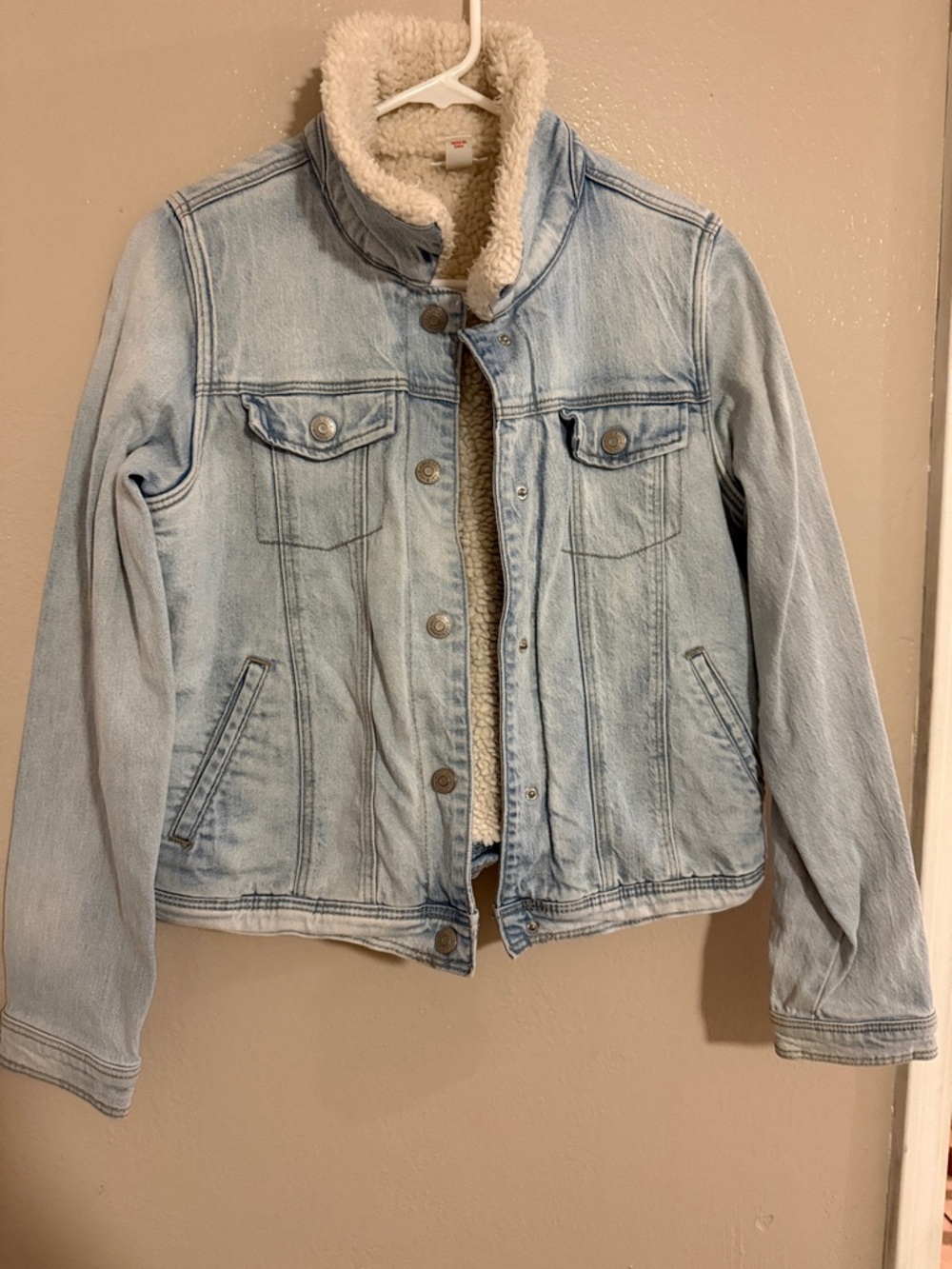 Cat & Jack Light Blue Denim Jacket with Cream Sherpa Lining